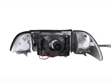 Load image into Gallery viewer, ANZO 1987-1993 Ford Mustang Crystal Headlights Black w/ Corner Lights 3pc - Side View