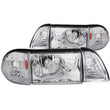 Load image into Gallery viewer, ANZO 1987-1993 Ford Mustang Crystal Headlights Chrome w/ Corner Lights 2pc - Main Product View