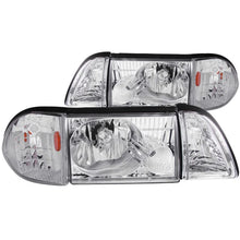 Load image into Gallery viewer, ANZO 1987-1993 Ford Mustang Crystal Headlights Chrome w/ Corner Lights 2pc - Main Product View