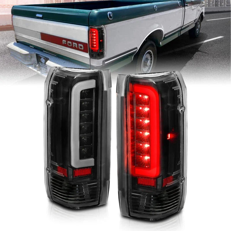 ANZO 1987-1996 Ford F-150 LED Taillights Black Housing Clear Lens (Pair) - Main Product View