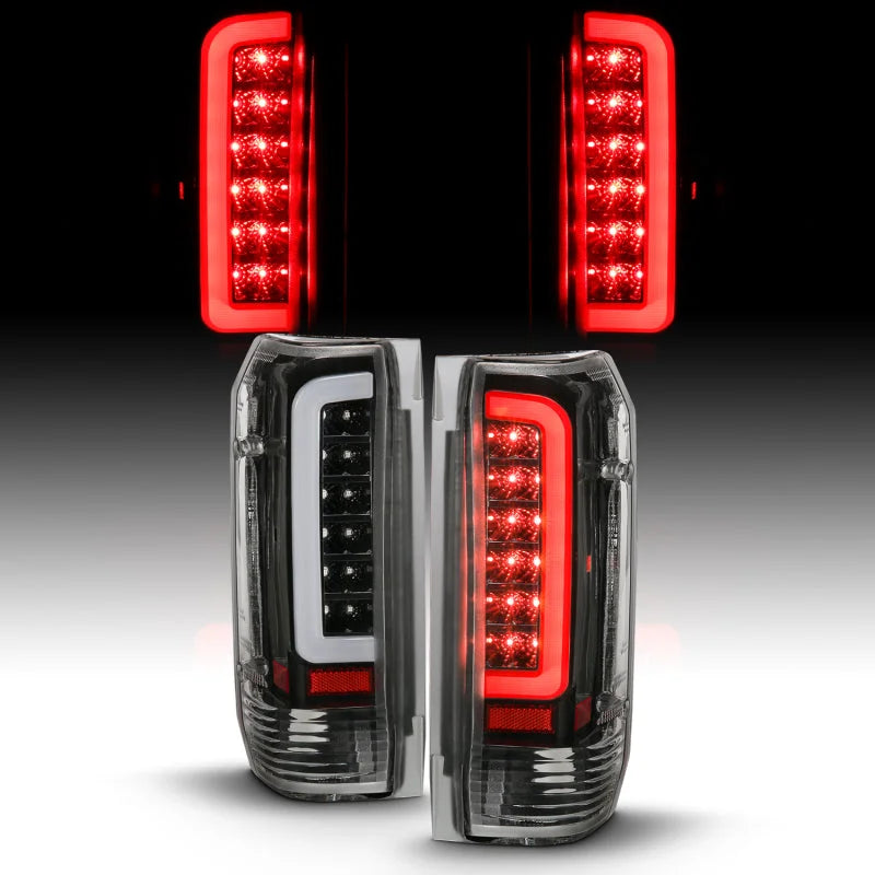 ANZO 1987-1996 Ford F-150 LED Taillights Black Housing Clear Lens (Pair) - Back View