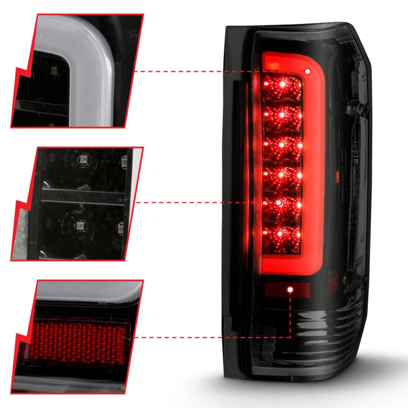 ANZO 1987-1996 Ford F-150 LED Taillights Black Housing Smoke Lens (Pair) - Side View
