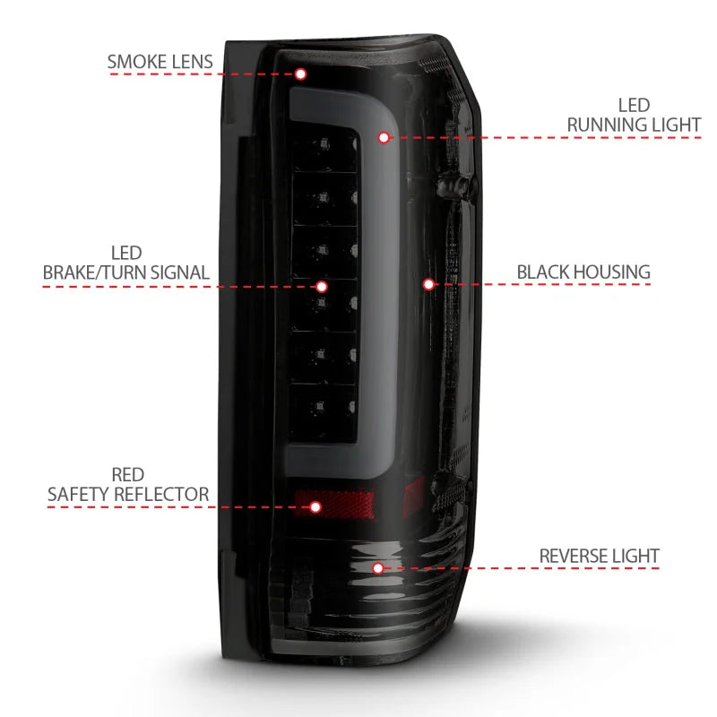 ANZO 1987-1996 Ford F-150 LED Taillights Black Housing Smoke Lens (Pair) - Additional View 7