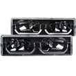 Load image into Gallery viewer, ANZO 1988-1998 Chevrolet C1500 Crystal Headlights Black w/ Low - Brow - Main Product View