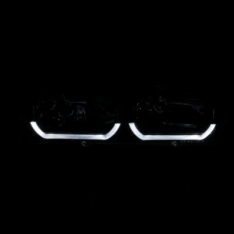 ANZO 1988-1998 Chevrolet C1500 Crystal Headlights Black w/ Low - Brow - Side View