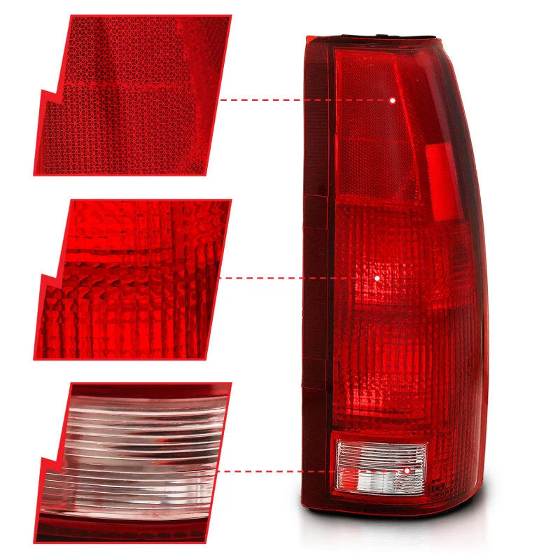 ANZO 1988-1999 Chevy C1500 Taillight Red/Clear Lens (OE Replacement) - Side View