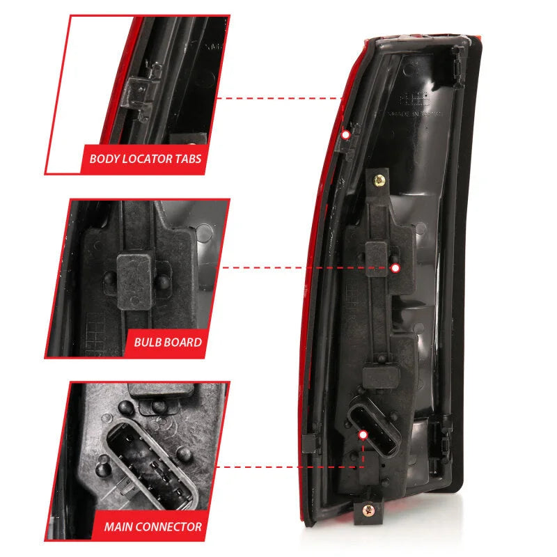 ANZO 1988-1999 Chevy C1500 Taillight Red/Clear Lens w/ Circuit Board(OE Replacement) - Back View
