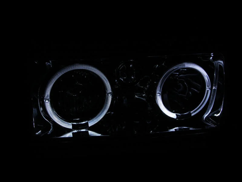 ANZO 1991-1994 Toyota Land Cruiser Crystal Headlights w/ Halo Chrome - Side View