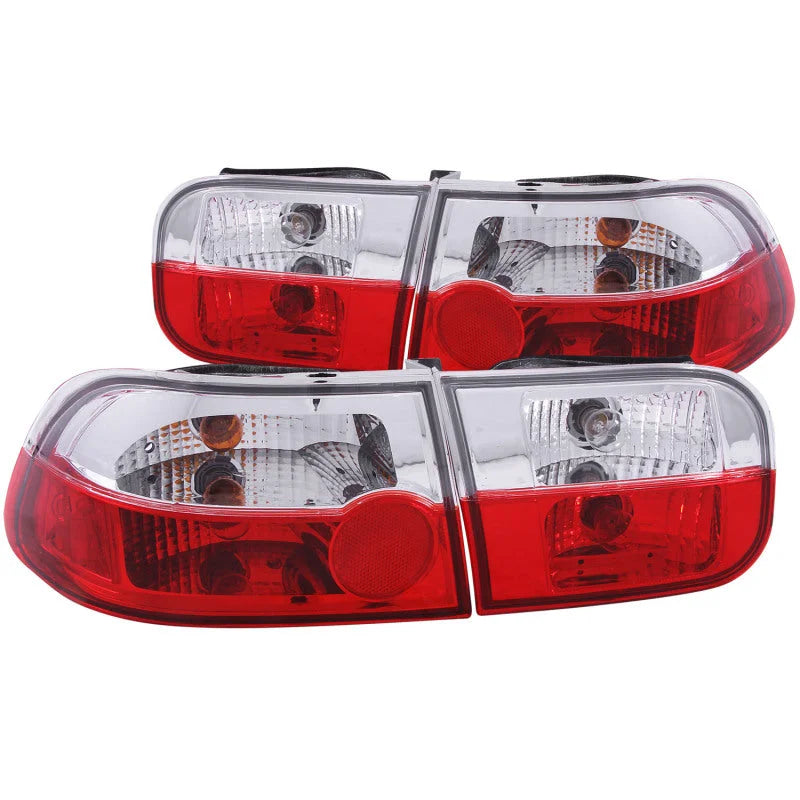 ANZO 1992-1995 Honda Civic Taillights Red/Clear - Main Product View