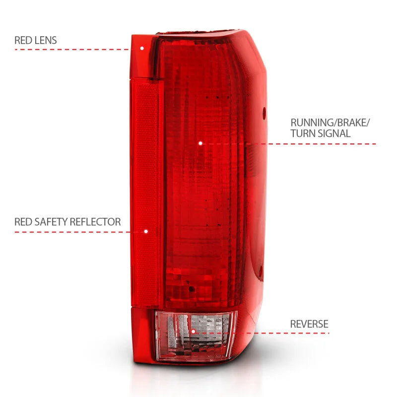 ANZO 1992-1996 Ford Bronco Taillight Red/Clear Lens (OE Replacement) - Side View