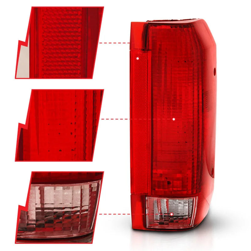 ANZO 1992-1996 Ford Bronco Taillight Red/Clear Lens (OE Replacement) - Back View