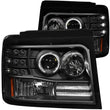 Load image into Gallery viewer, ANZO 1992-1996 Ford F-150 Projector Headlights w/ Halo Black w/ Side Markers and Parking Lights - Main Product View