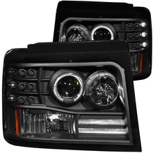 Load image into Gallery viewer, ANZO 1992-1996 Ford F-150 Projector Headlights w/ Halo Black w/ Side Markers and Parking Lights - Main Product View