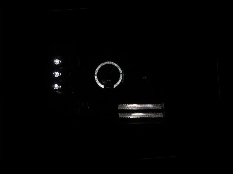 ANZO 1992-1996 Ford F-150 Projector Headlights w/ Halo Black w/ Side Markers and Parking Lights - Side View
