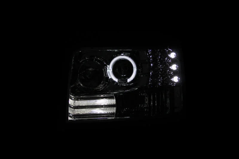 ANZO 1992-1996 Ford F-150 Projector Headlights w/ Halo Chrome w/ Side Markers and Parking Lights - Side View