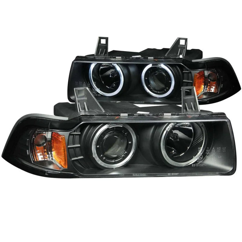ANZO 1992-1998 BMW 3 Series E36 Projector Headlights w/ Halo Black (CCFL) G2 - Main Product View