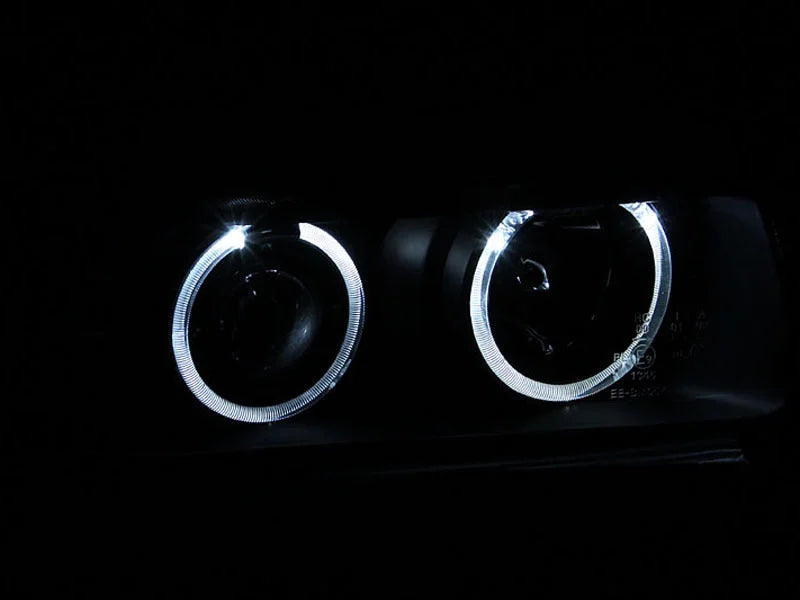 ANZO 1992-1998 BMW 3 Series E36 Projector Headlights w/ Halo Black (CCFL) G2 - Detail View