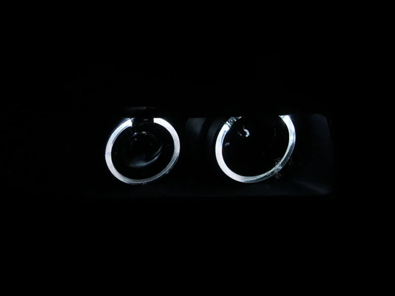 ANZO 1992-1998 BMW 3 Series E36 Projector Headlights w/ Halo Black G2 1 pc - Side View