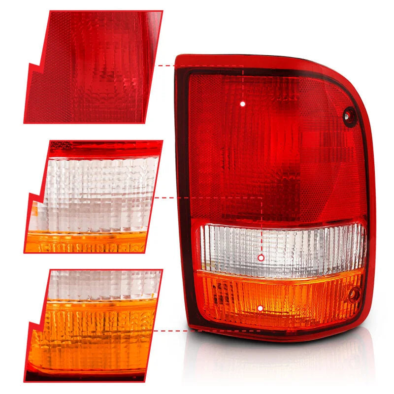 ANZO 1993-1997 Ford Ranger Tail Light Red/Cear (OE) - Side View