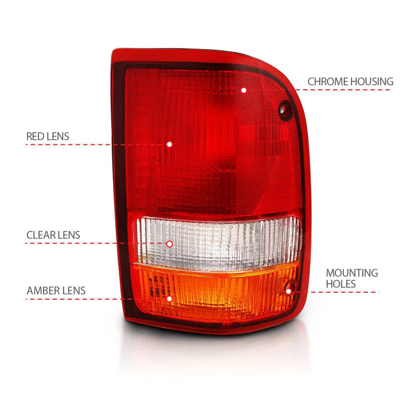 ANZO 1993-1997 Ford Ranger Tail Light Red/Cear (OE) - Installation View