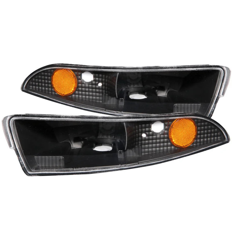 ANZO 1993-2002 Chevrolet Camaro Euro Parking Lights Black w/ Amber Reflector - Main Product View