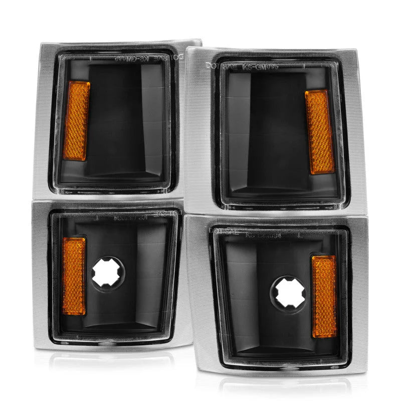 ANZO 1994-1998 Chevrolet Blazer Corner Lights Black Housing Clear Lens w/ Amber Reflector - Back View