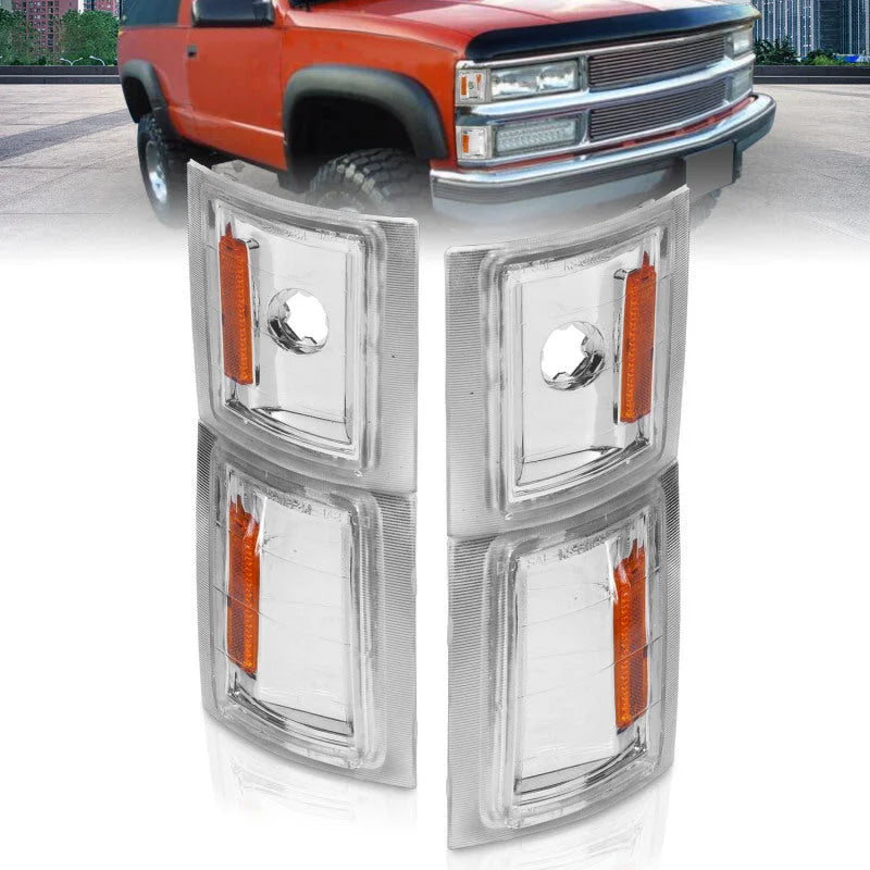 ANZO 1994-1998 Chevrolet Blazer Corner Lights Clear Lens w/ Amber Reflector - Main Product View