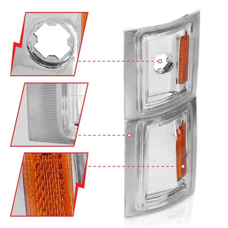 ANZO 1994-1998 Chevrolet Blazer Corner Lights Clear Lens w/ Amber Reflector - Installation View