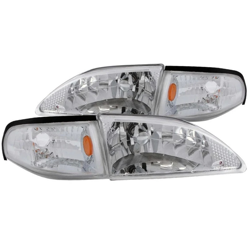 ANZO 1994-1998 Ford Mustang Crystal Headlights Chrome - Main Product View