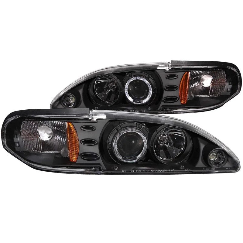ANZO 1994-1998 Ford Mustang Projector Headlights w/ Halo Black 1pc - Main Product View