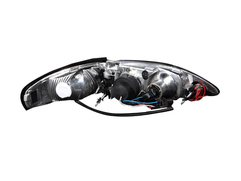 ANZO 1994-1998 Ford Mustang Projector Headlights w/ Halo Black 1pc - Detail View