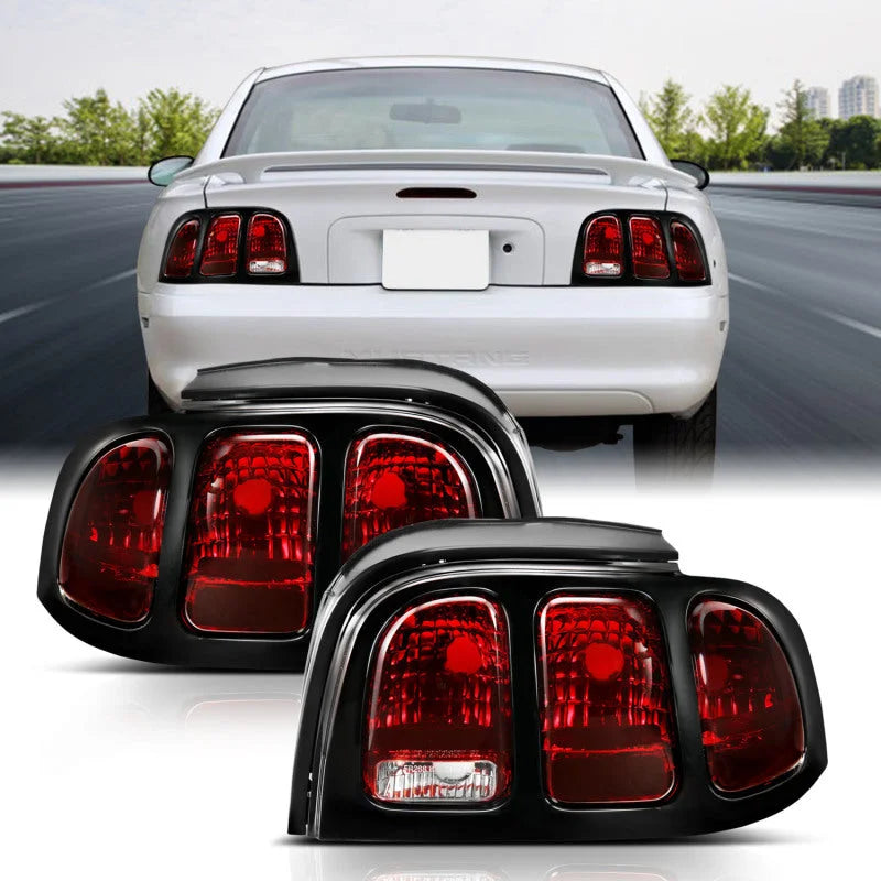 ANZO 1994-1998 Ford Mustang Taillight Dark Red Lens (OE Style) - Main Product View