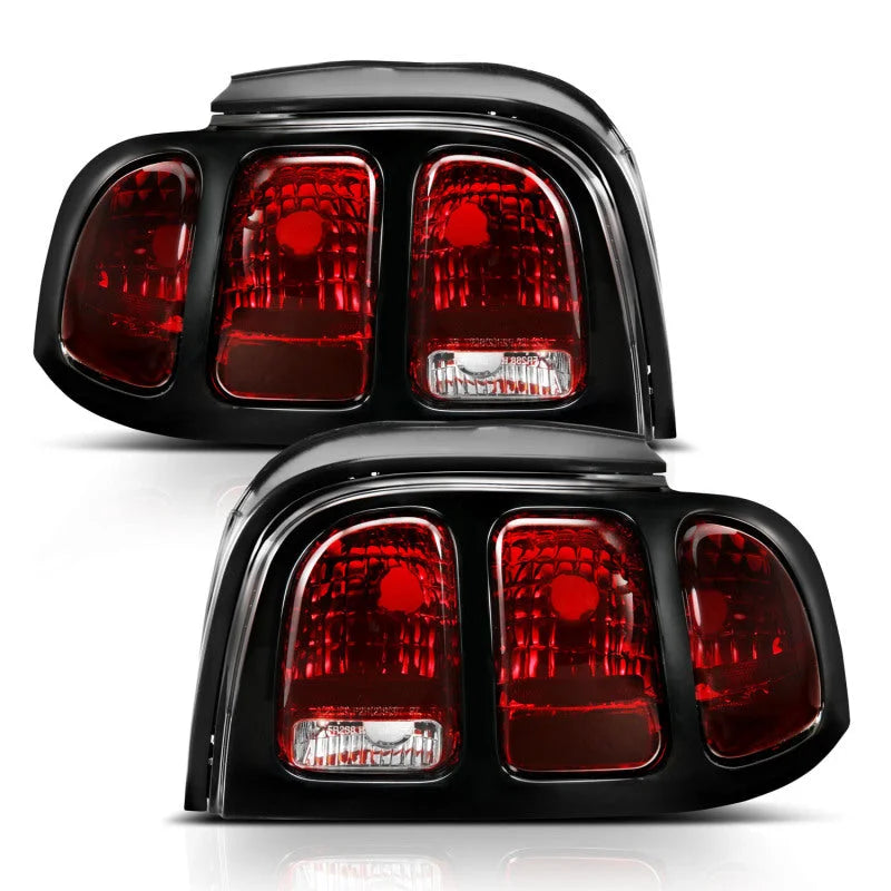 ANZO 1994-1998 Ford Mustang Taillight Dark Red Lens (OE Style) - Side View