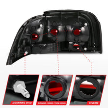 Load image into Gallery viewer, ANZO 1994-1998 Ford Mustang Taillight Dark Red Lens (OE Style) - Installation View