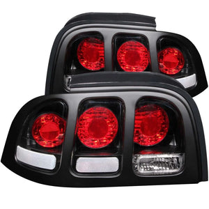 ANZO 1994-1998 Ford Mustang Taillights Black - Main Product View
