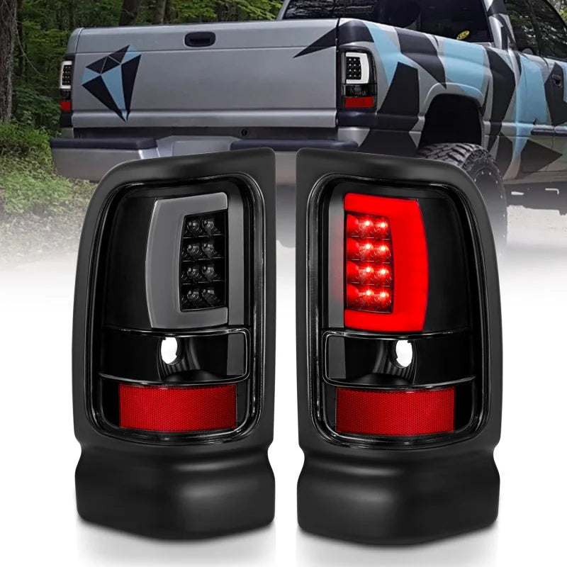 ANZO 1994-2001 Dodge Ram 1500 LED Taillights Plank Style Black w/Clear Lens - Main Product View