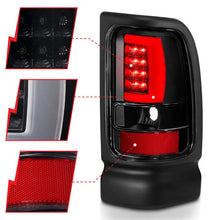 Load image into Gallery viewer, ANZO 1994-2001 Dodge Ram 1500 LED Taillights Plank Style Black w/Clear Lens - Installation View