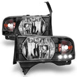 Load image into Gallery viewer, ANZO 1994-2001 Dodge Ram Crystal Headlights Black w/ LED - Additional View 8