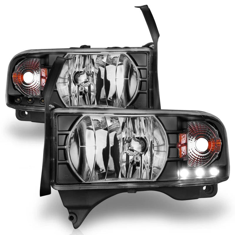 ANZO 1994-2001 Dodge Ram Crystal Headlights Black w/ LED - Additional View 8