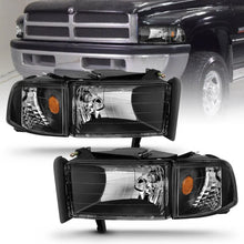 Load image into Gallery viewer, ANZO 1994-2001 Dodge Ram Crystal Headlights Black - Main Product View