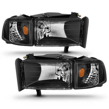 Load image into Gallery viewer, ANZO 1994-2001 Dodge Ram Crystal Headlights Black - Side View