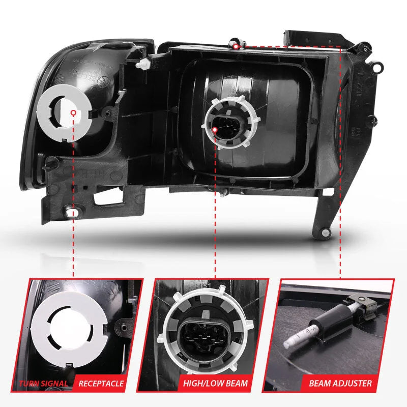ANZO 1994-2001 Dodge Ram Crystal Headlights Black - Additional View 6