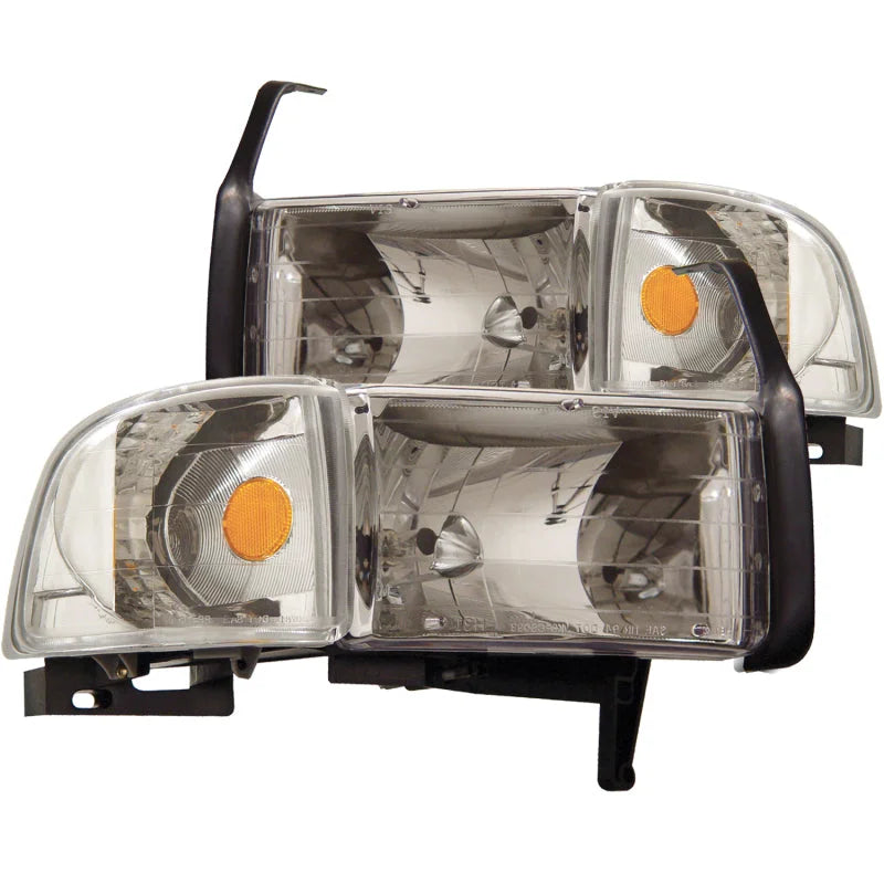 ANZO 1994-2001 Dodge Ram Crystal Headlights Chrome - Main Product View