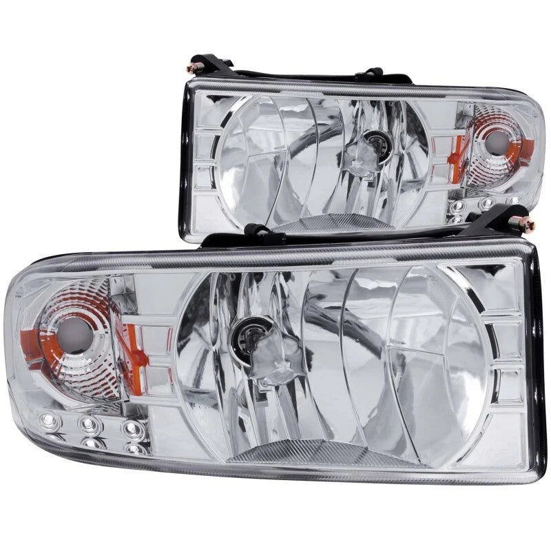 ANZO 1994-2001 Dodge Ram Crystal Headlights Chrome w/ LED - Side View