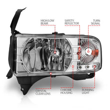 Load image into Gallery viewer, ANZO 1994-2001 Dodge Ram Crystal Headlights Chrome w/ LED - Additional View 7