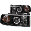 Load image into Gallery viewer, ANZO 1994-2001 Dodge Ram Projector Headlights w/ Halo Black - Main Product View