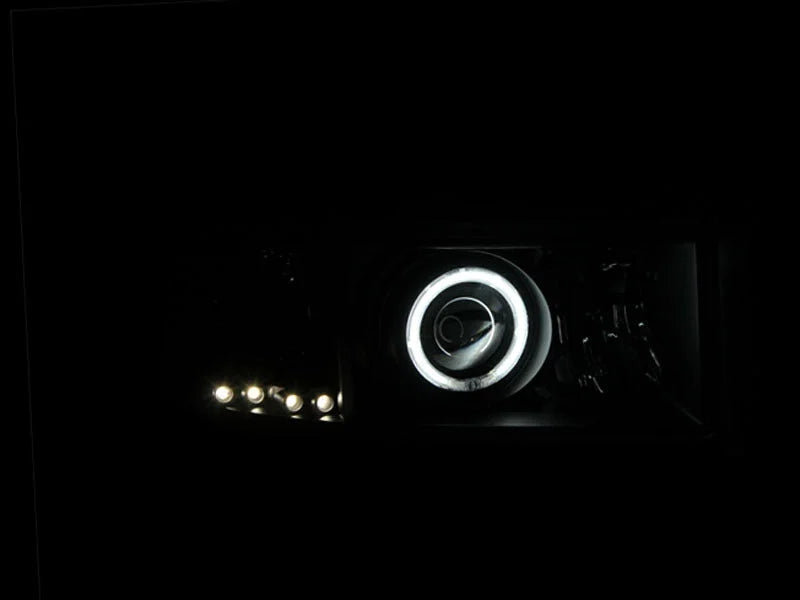 ANZO 1994-2001 Dodge Ram Projector Headlights w/ Halo Black - Side View