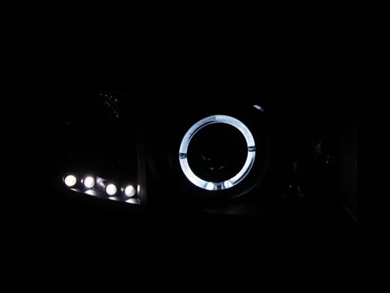 ANZO 1994-2001 Dodge Ram Projector Headlights w/ Halo Black - Side View