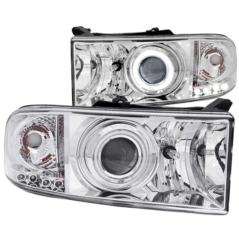 ANZO 1994-2001 Dodge Ram Projector Headlights w/ Halo Chrome - Main Product View