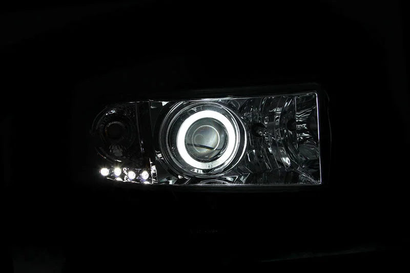 ANZO 1994-2001 Dodge Ram Projector Headlights w/ Halo Chrome - Side View